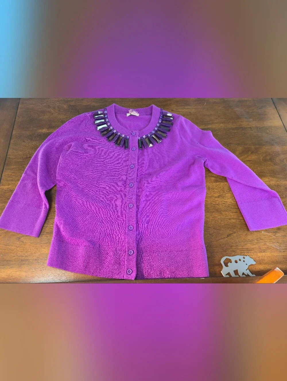 kate spade purple jeweled neckline cardigan